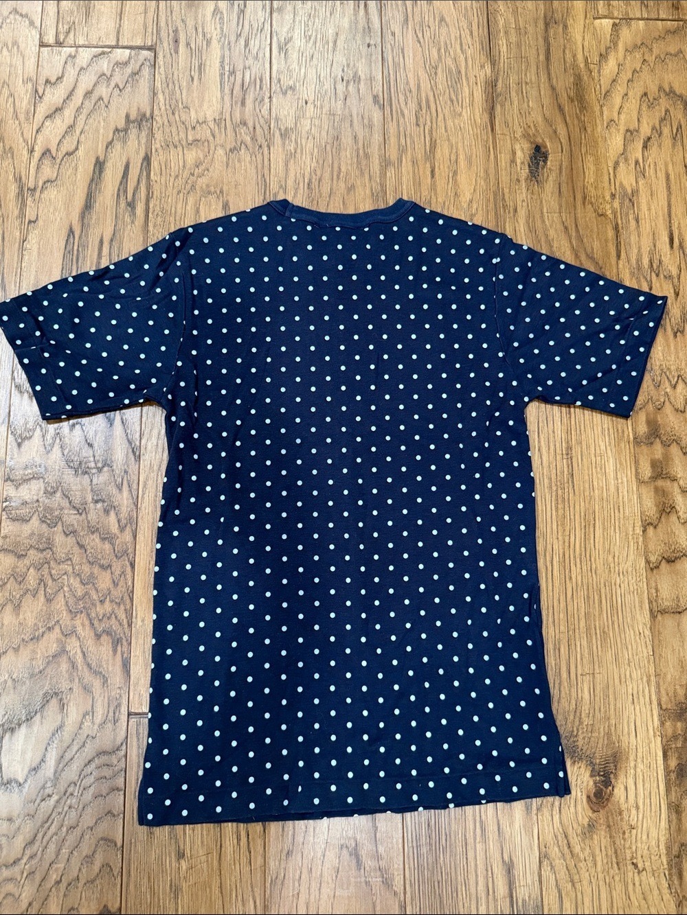 J. Crew Outfitters 80s/90s  Women’s Navy Blue Polka dot 100% cotton Crew T-shirt - Picture 5 of 5